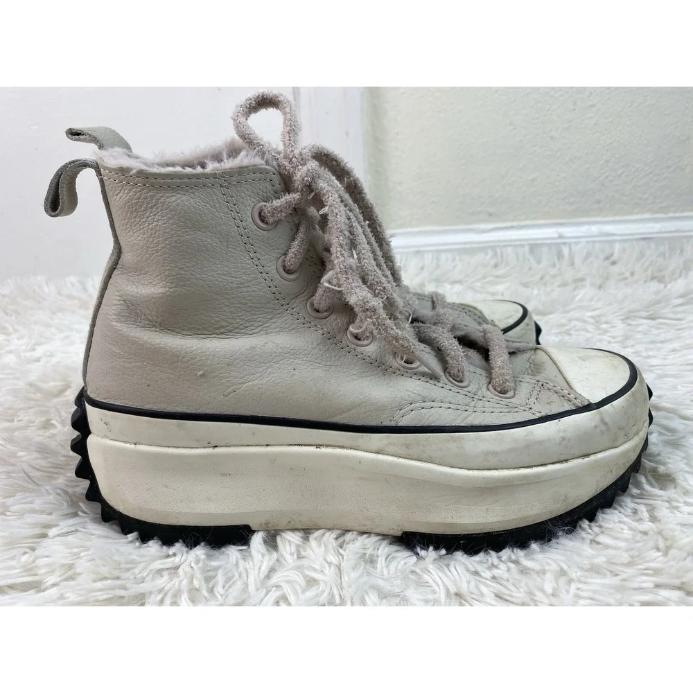 Converse Chuck Taylor Women's 7.5 Pale Gray Leather Block Heel High Tops